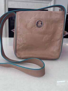 Tous Taupe Crossbody Bag with Turquoise Trim